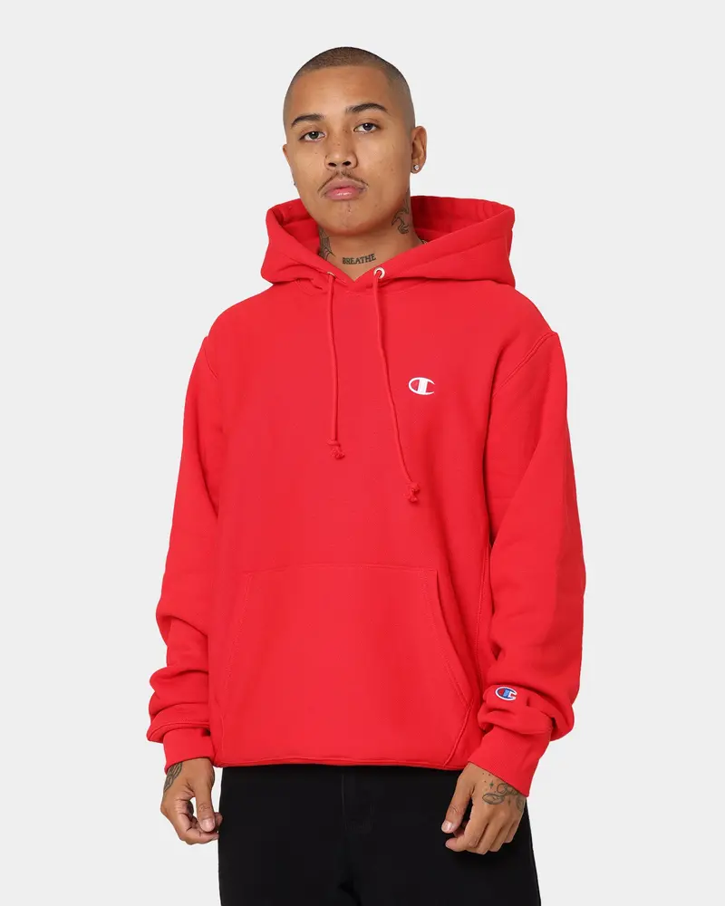 Champion Rev Weave Hoodie Red 1