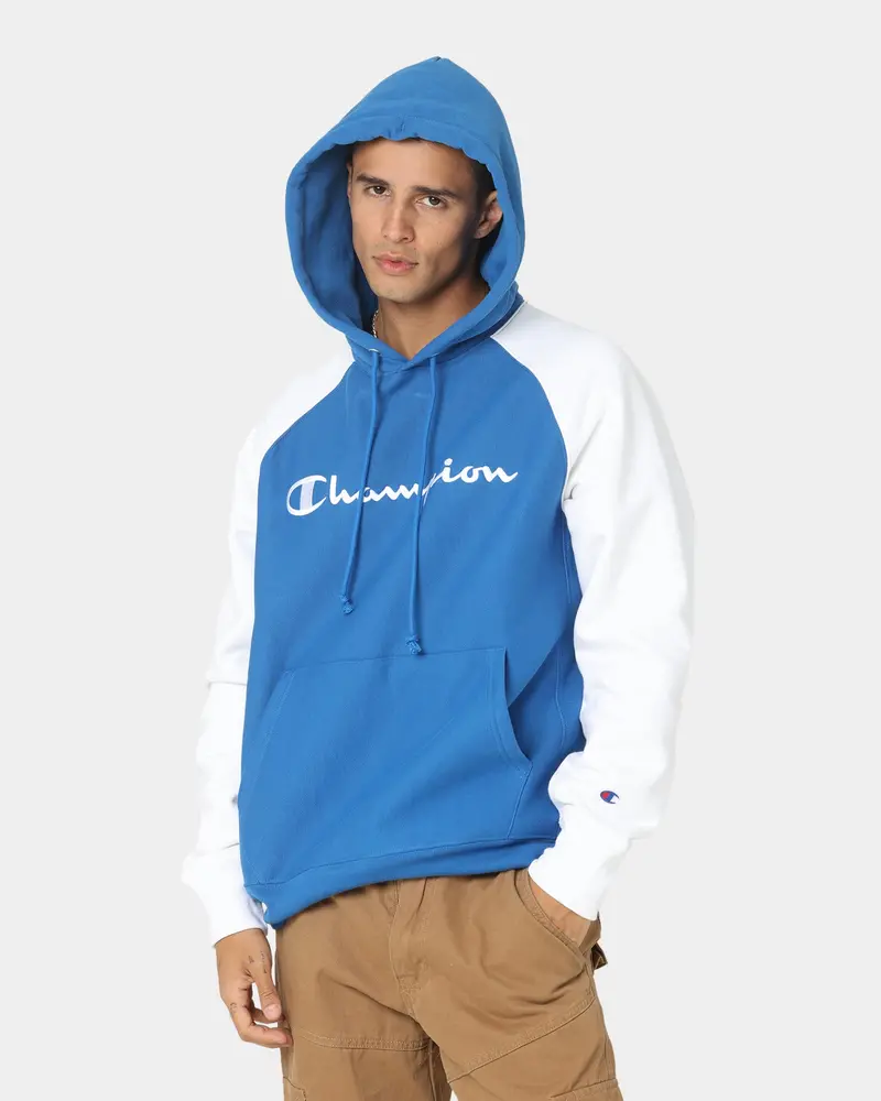 Champion Reverse Weave Raglan Hoodie Living In Blue 1