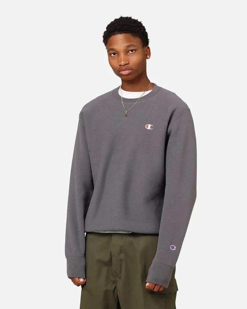 Champion Reverse Weave Small C Crewneck Grey Ocean 1