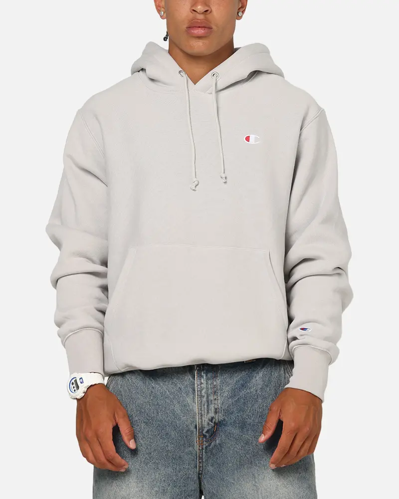 Champion Reverse Weave Small C Hoodie Grey 1