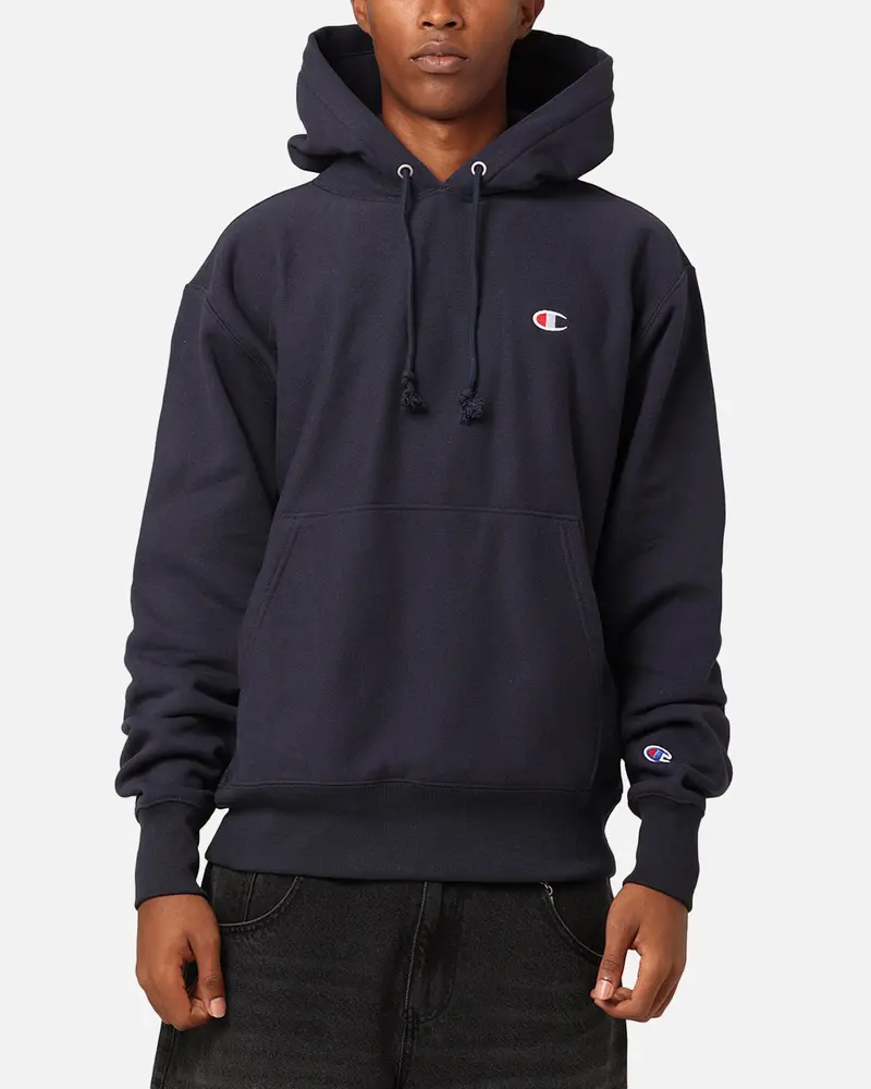 Champion Reverse Weave Small C Hoodie Navy 1