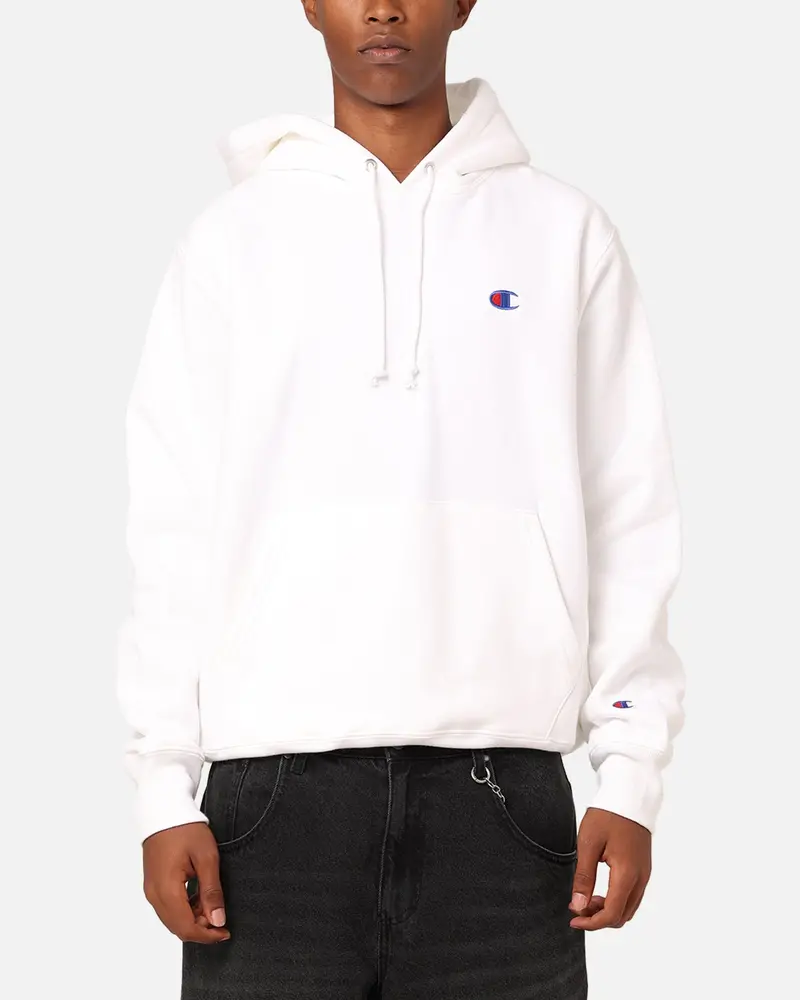 Champion Reverse Weave Small C Hoodie White 1