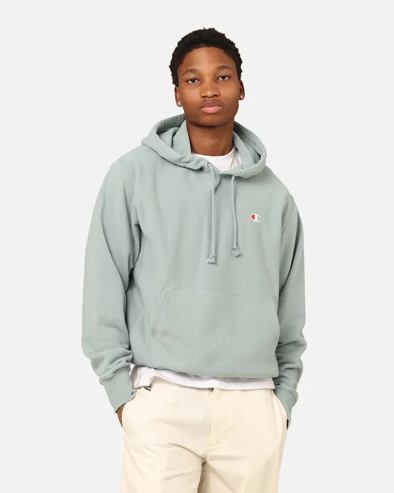 Champion Reverse Weave Terry Hoodie Sage Shimmer Green 1