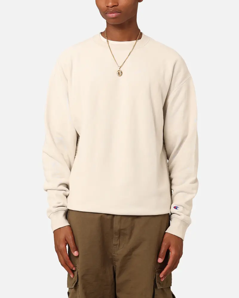 Champion Reverse Weave Terry Tape Crewneck Stone 1