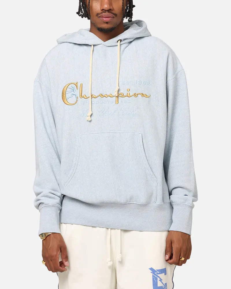 Champion Vintage Logo Sweatshirt Hoodie Oxford Grey Heather 1