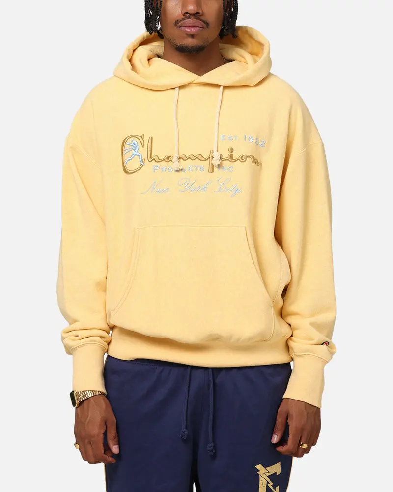 Champion Vintage Logo Sweatshirt Hoodie Yellow 1