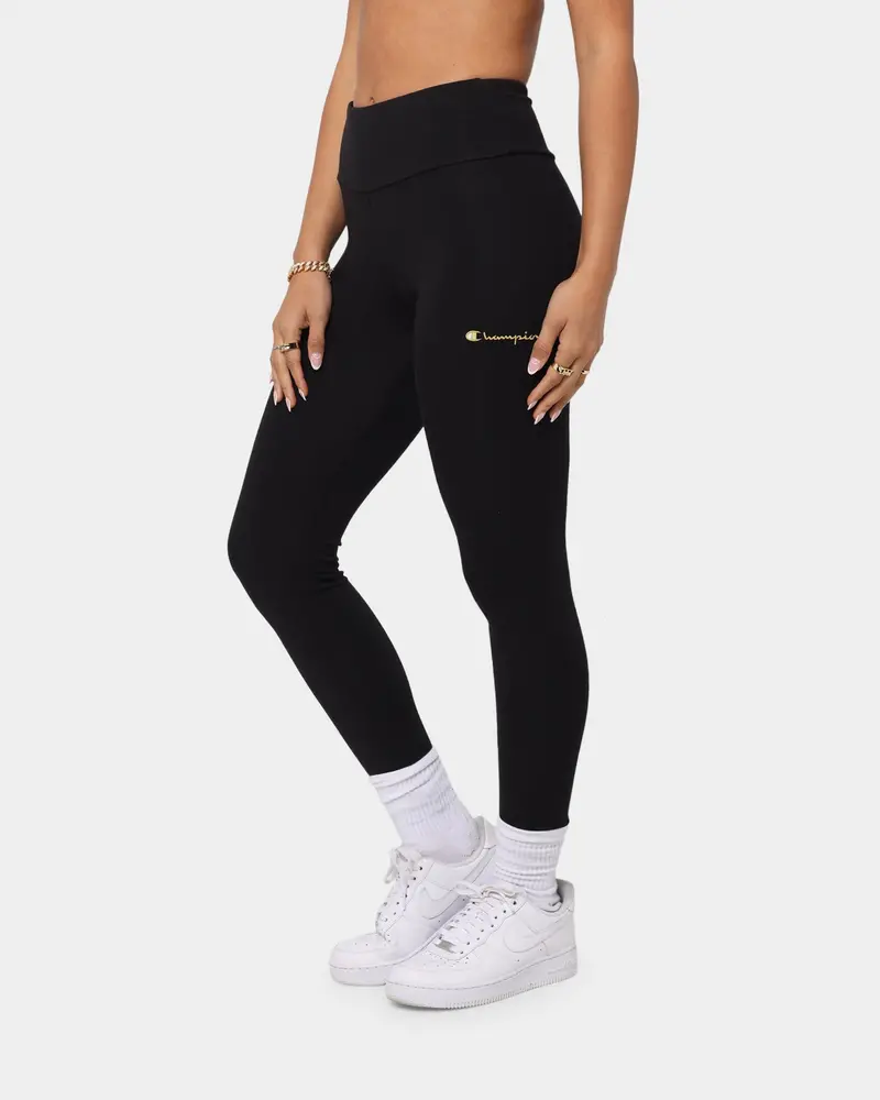 Champion Women's High Rise Leggings Black/Gold 1