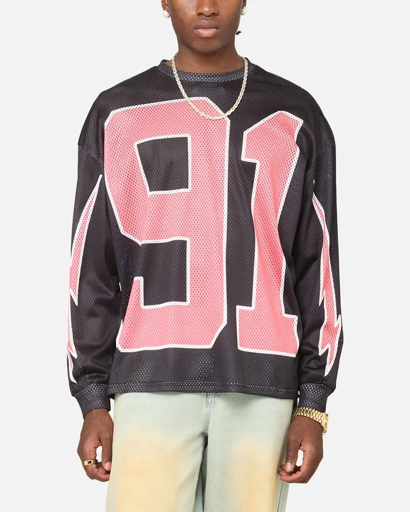 Criminal Damage 91 Mesh Long Sleeve T-Shirt Caviar 1