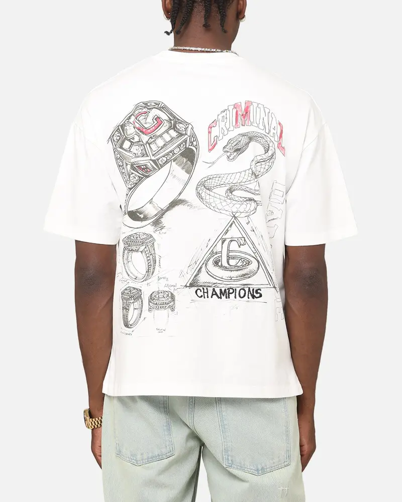 Criminal Damage Diamond Ring T-Shirt Off White 1
