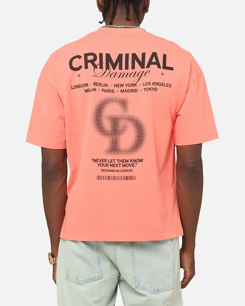 Criminal Damage International T-Shirt Coral 1
