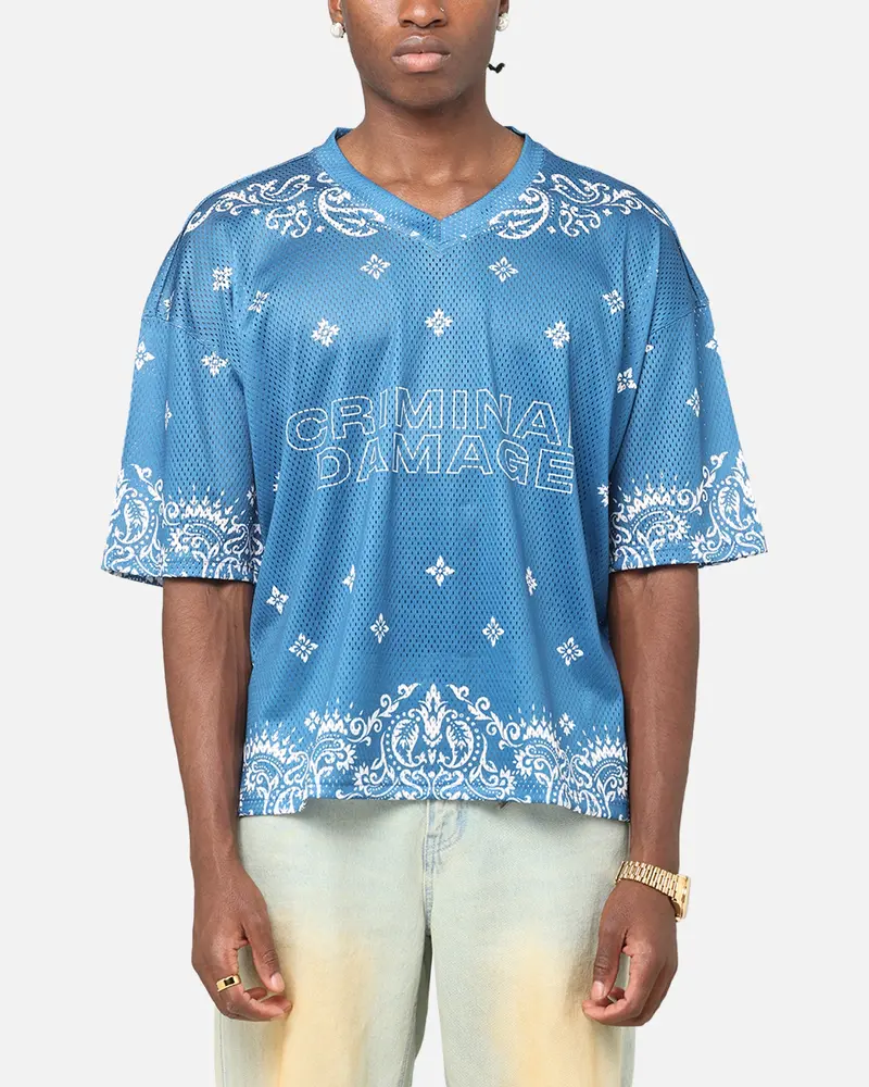 Criminal Damage Paisley Mesh Top Blue/White 1