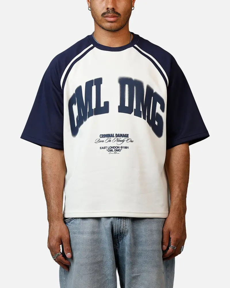 Criminal Damage Varsity Icon T-Shirt Navy 1