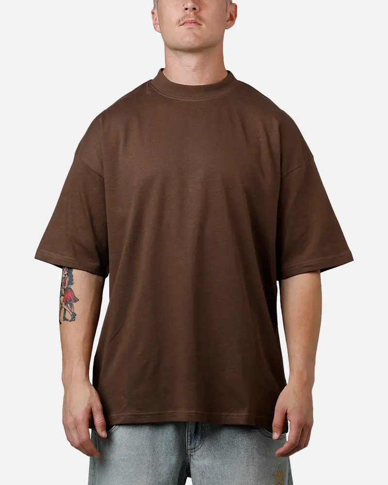 Culture Kings Everyday Mock Neck T-Shirt Brown 1