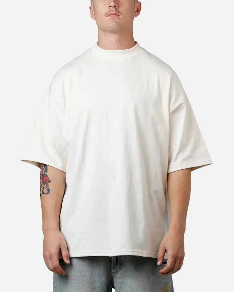Culture Kings Everyday Mock Neck T-Shirt Off White 1