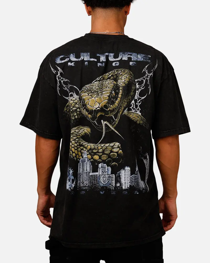 Culture Kings Snake Eyes T-Shirt Black Acidwash 1