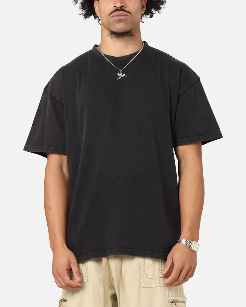 Culture Kings Standard Drop Shoulder T-Shirt Black Acidwash 1