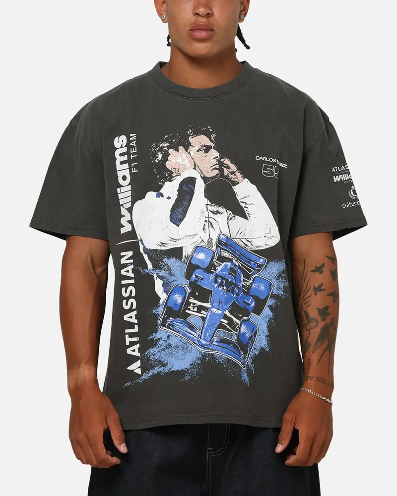 Culture Kings X Atlassian Williams F1 Team Carlos Sainz Jr. Heavy T-Shirt Black Acidwash 1