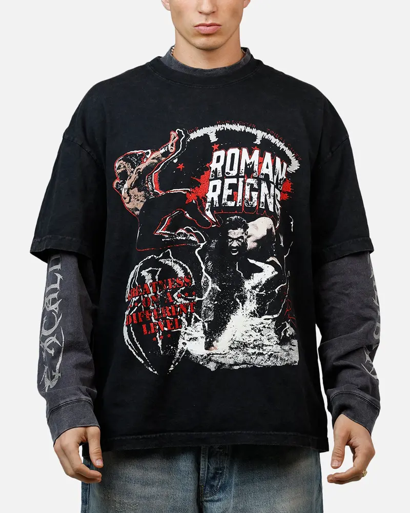 Culture Kings X Wwe Roman Reigns Wrestlemania Xli Vintage T-Shirt Black Acidwash 1