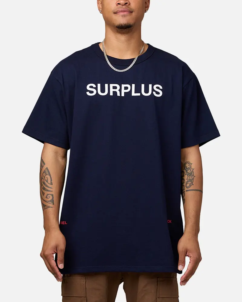 Daniel Patrick Surplus Logo T-Shirt Navy/Cream/Red 1