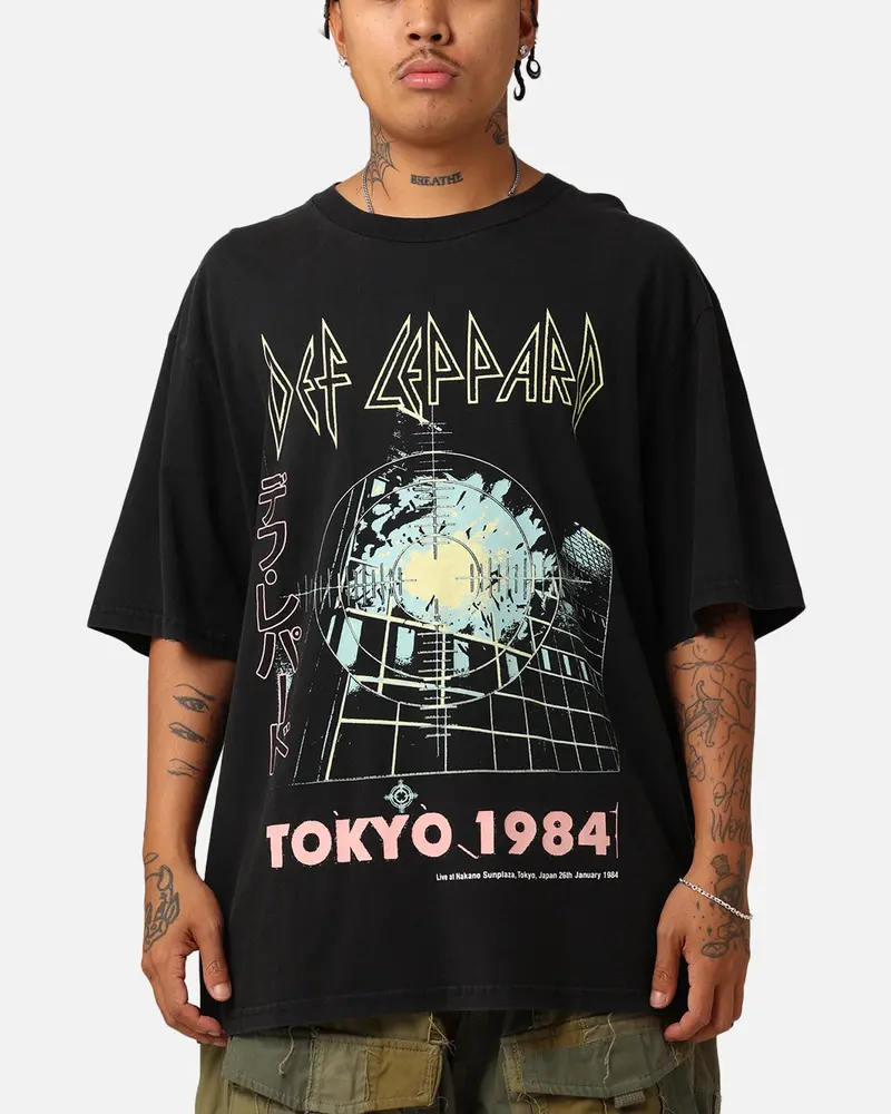 Def Leppard Tokyo 1984 Tour T-Shirt Washed Black 1