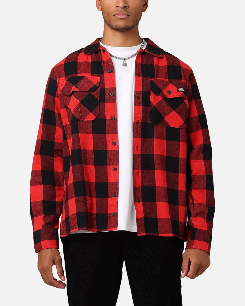 Dickies Sacramento Flannel Shirt Red 1