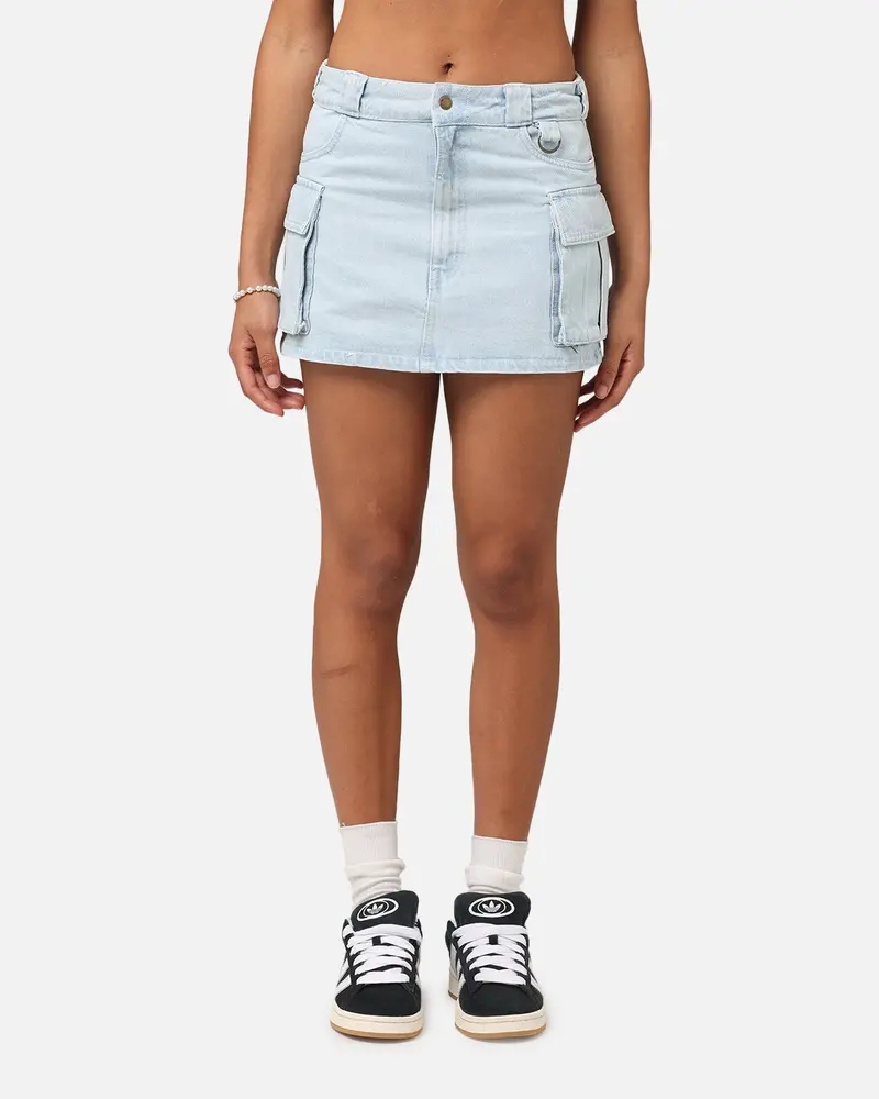Dickies Women's 874 Light Denim Cargo Mini Skirt Sky Blue 1