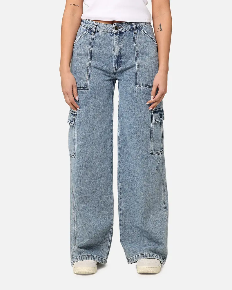 Dickies Women's Voss Aged Denim Jeans Stone Washed Indigo 1