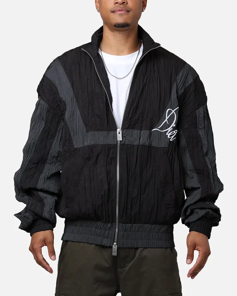 Diet Starts Monday Crinkled Nylon Track Jacket Black/Grey 1
