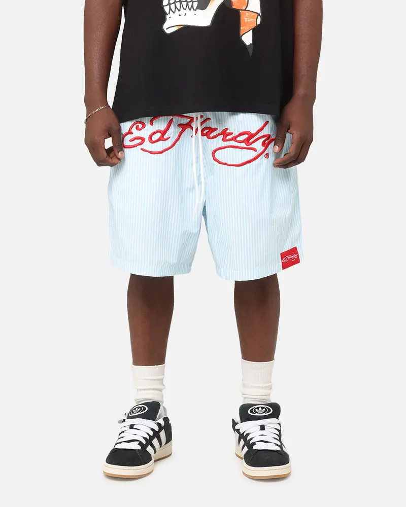 Ed Hardy Beach Shorts Blue Stripe 1