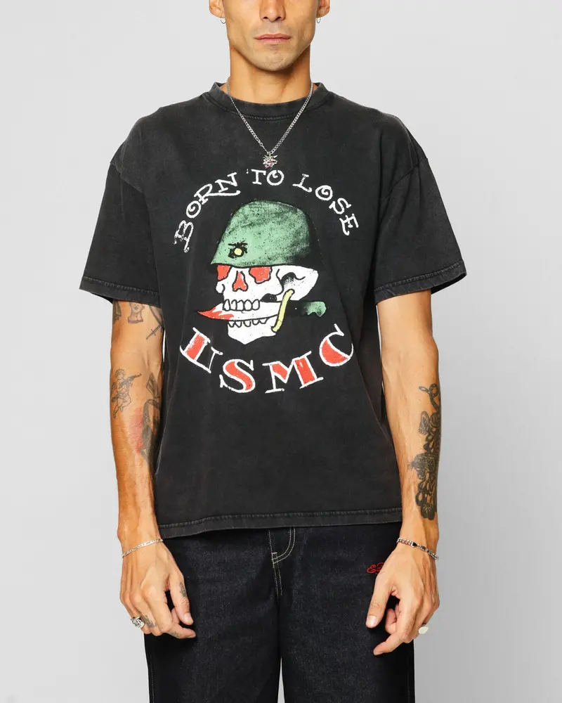 Ed Hardy Born To Lose T-Shirt Black Acidwash 1