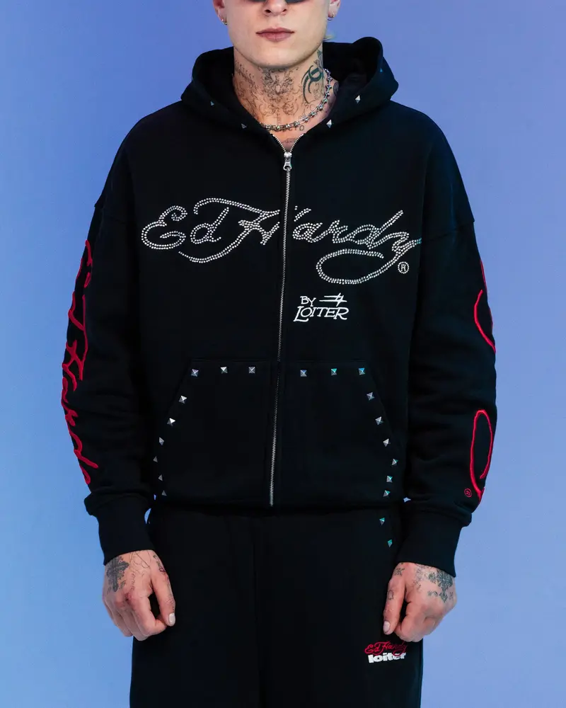 Ed Hardy By Loiter Full Zip Hoodie Black 1