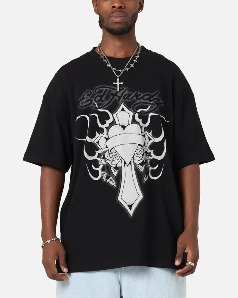 Ed Hardy Cross My Heart T-Shirt Black 1