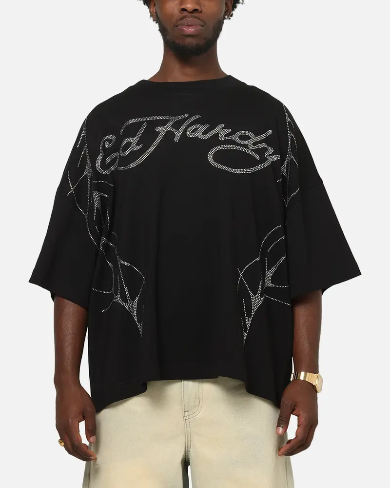 Ed Hardy Cyber Rhinestone T-Shirt Black 1