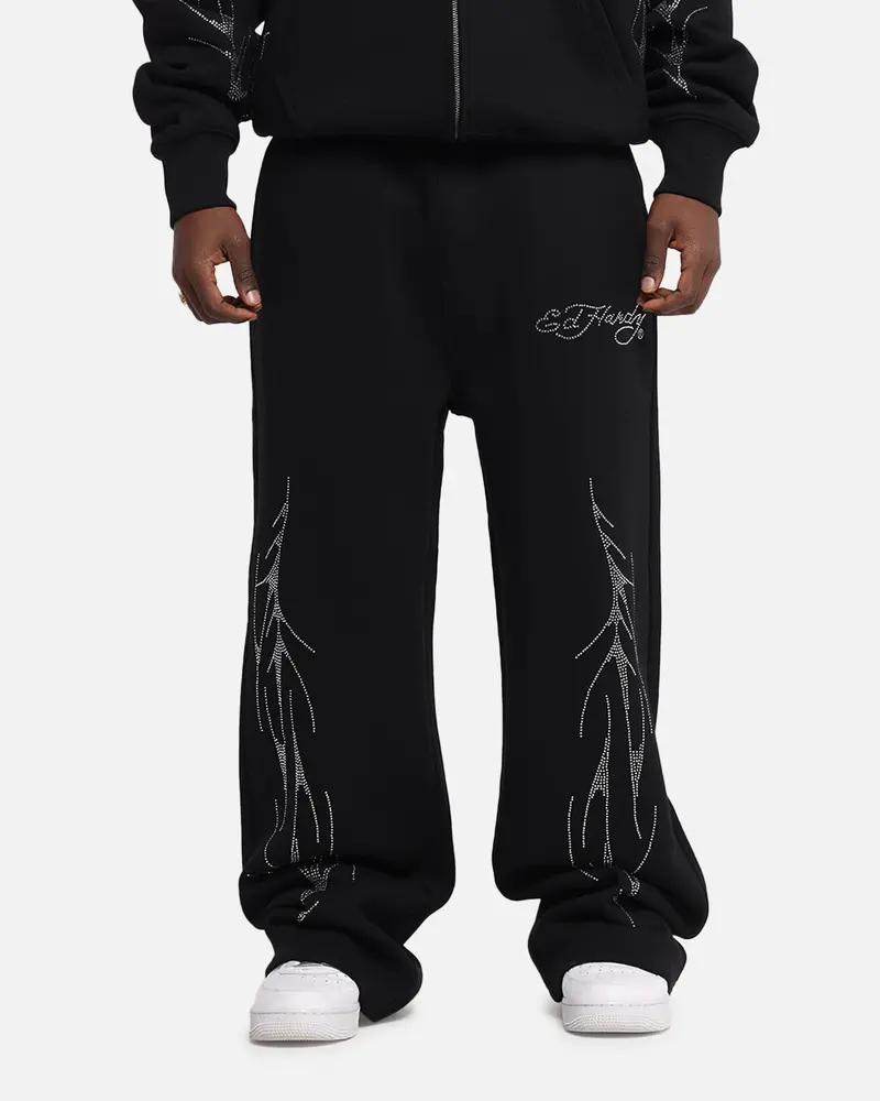 Ed Hardy Cyber Rhinestone Track Pants Black 1