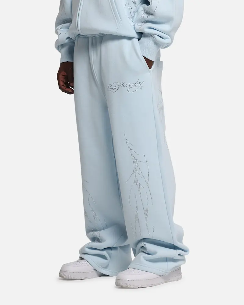 Ed Hardy Cyber Rhinestone Track Pants Light Blue 1