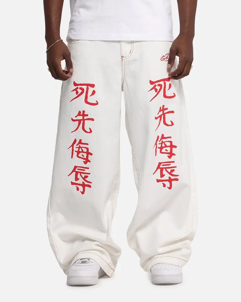 Ed Hardy Death Before Dishonour Jeans Off White 1