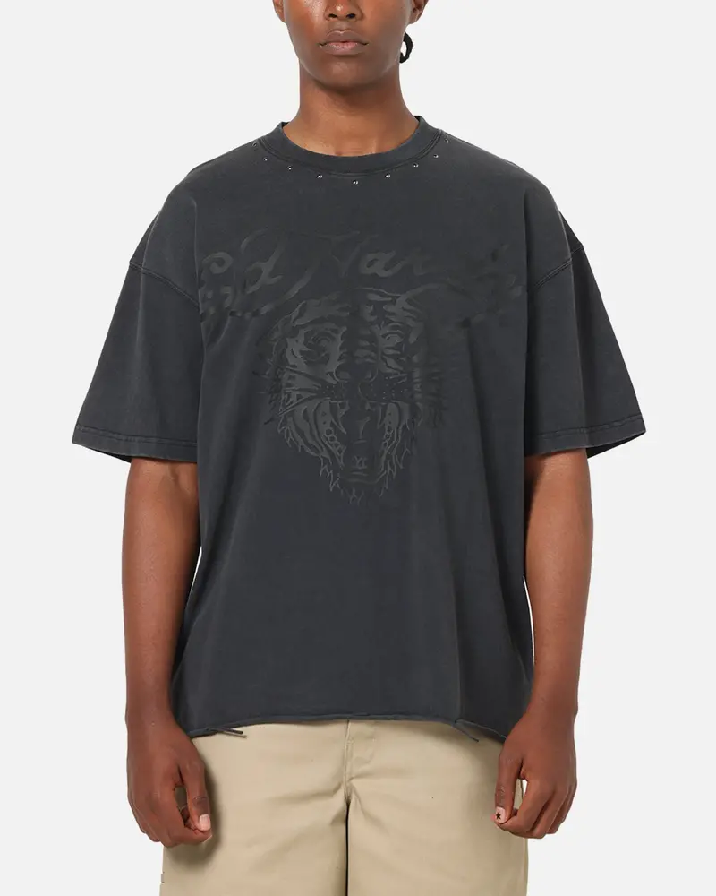 Ed Hardy Distress Tiger T-Shirt Black 1