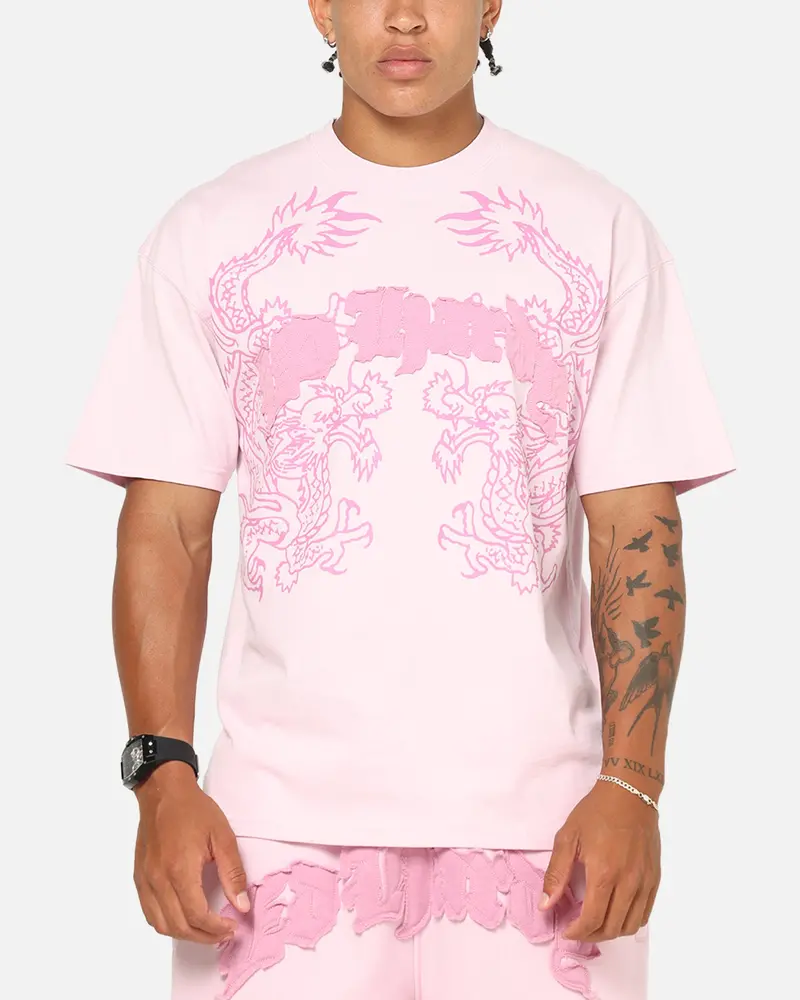 Ed Hardy Double Dragon Applique T-Shirt Pink 1
