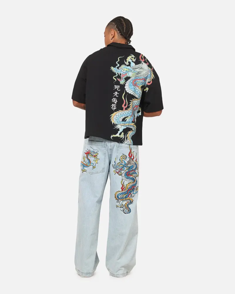 Ed Hardy Dragon Button Up Shirt Charcoal 3