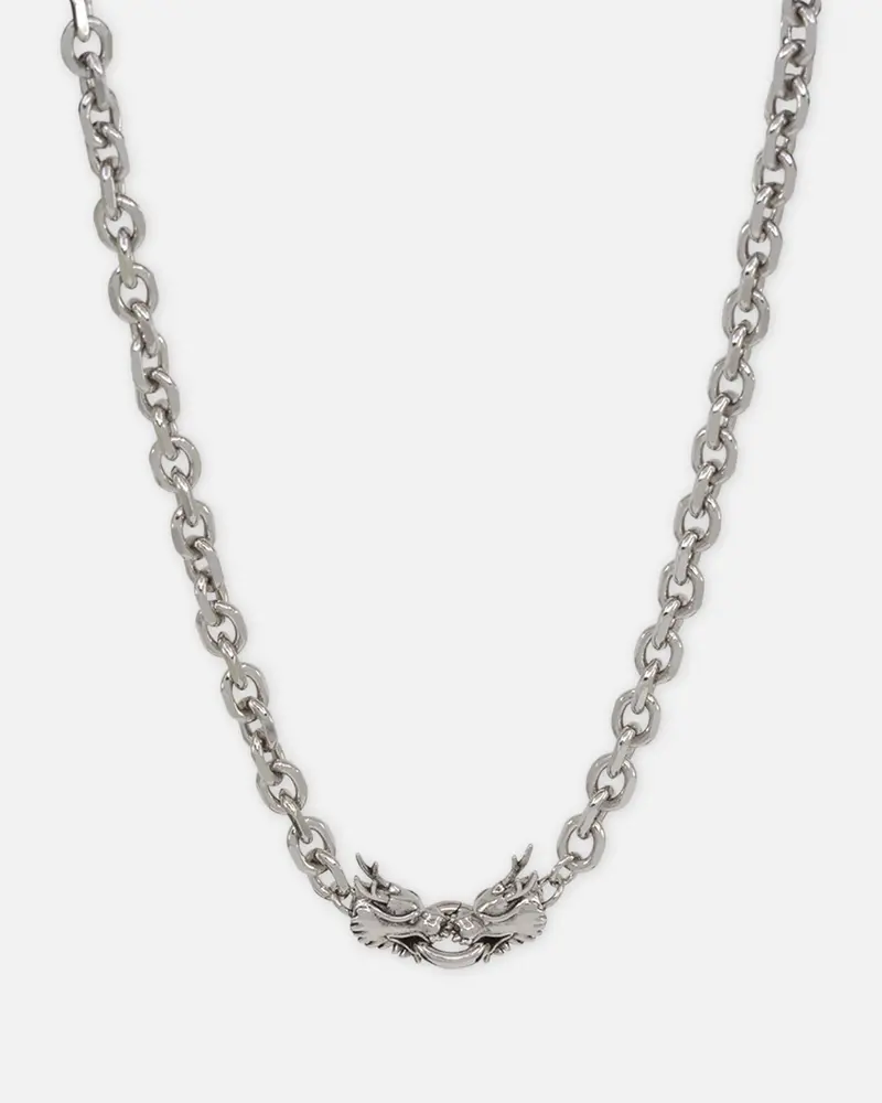 Ed Hardy Dragon Choker Chain Necklace Silver 1