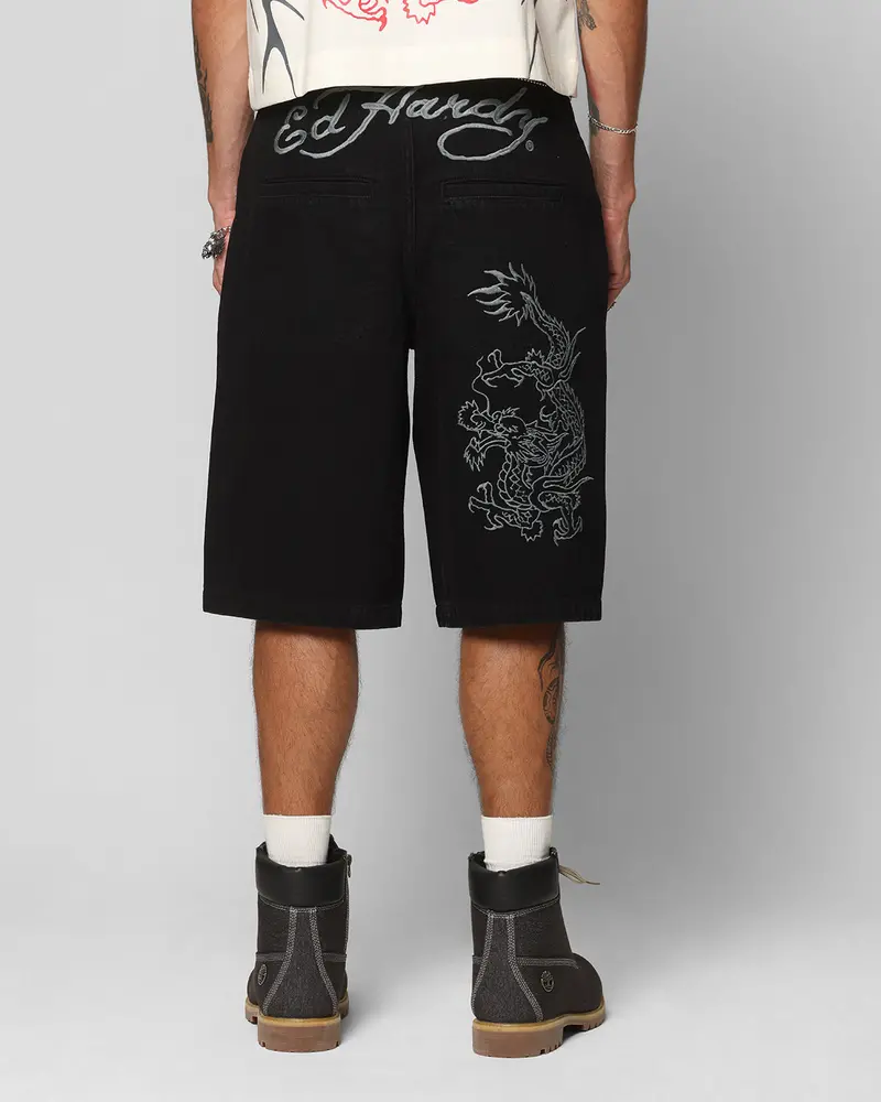 Ed Hardy Dragon Jorts Black 1