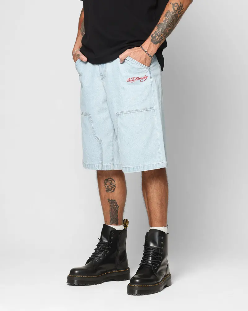 Ed Hardy Dragon Jorts Light Blue 1