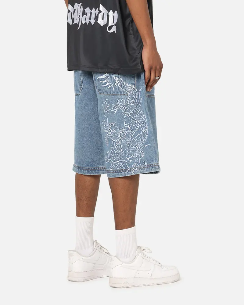 Ed Hardy Dragon Jorts Mid Blue Denim 1