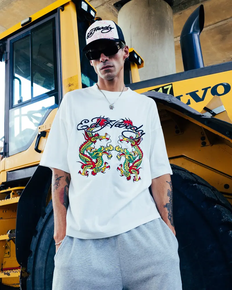 Ed Hardy Dragon Oversized T-Shirt Off White 1