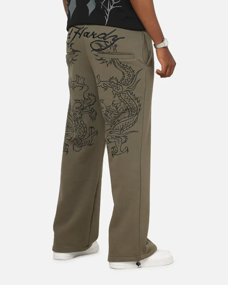 Ed Hardy Dragon Trackpants Washed Olive 1
