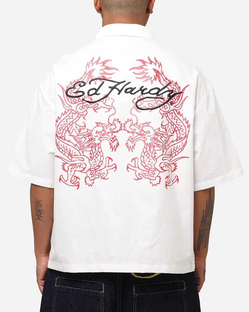 Ed Hardy Dragon Zip Shirt Off White 1
