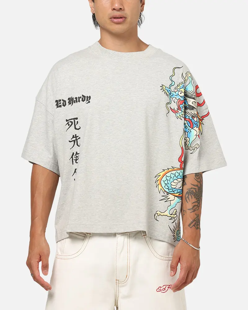 Ed Hardy Fireborn T-Shirt Grey Marle 1
