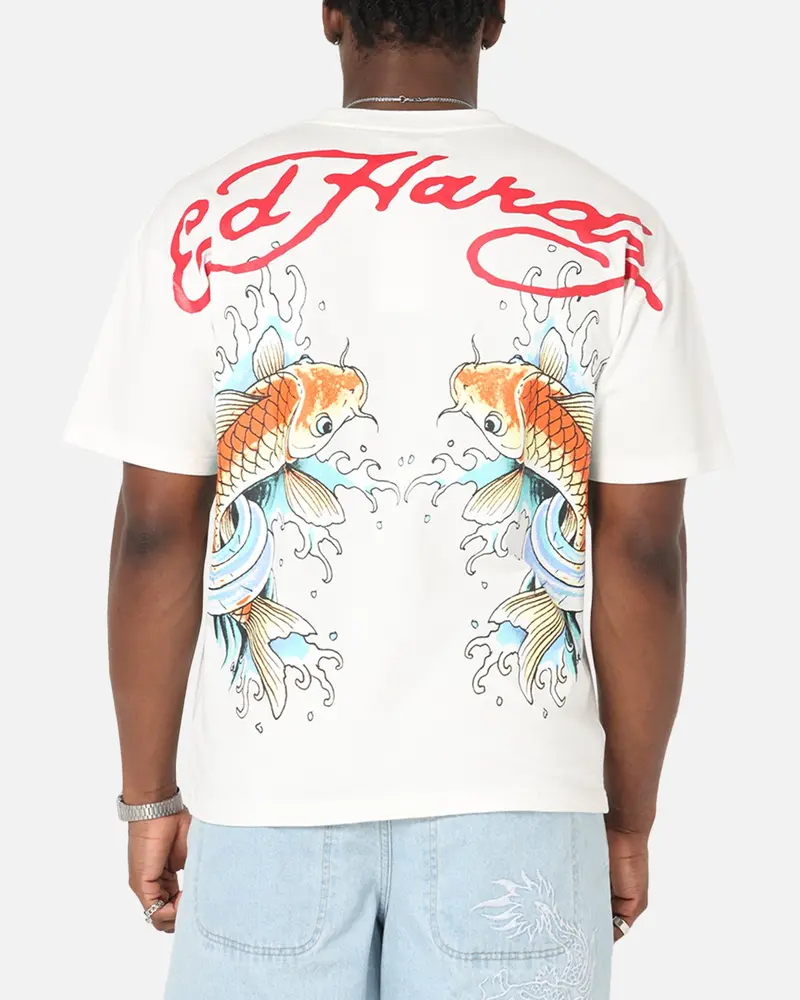 Ed Hardy Flash Koi T-Shirt Off White 1
