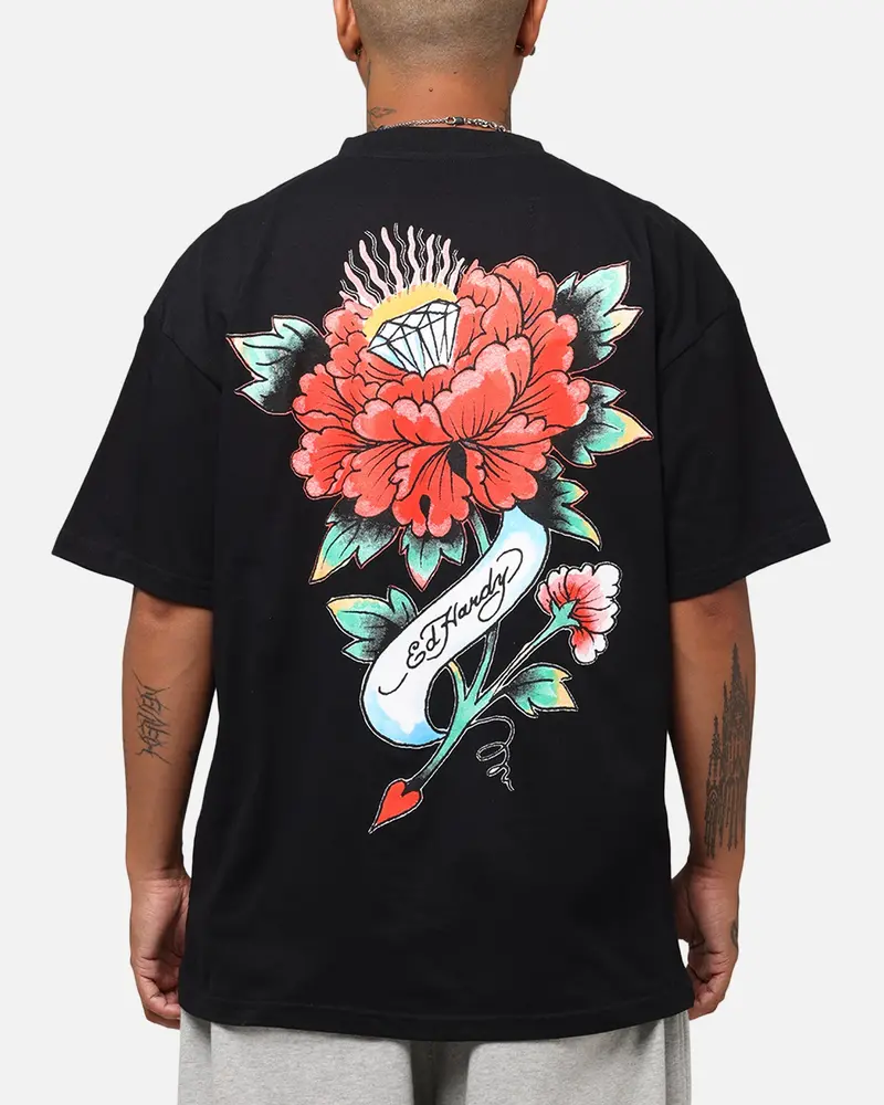 Ed Hardy Flourish Script T-Shirt Black 1
