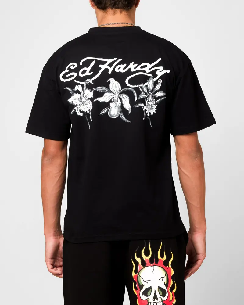 Ed Hardy Flowers T-Shirt Black 1